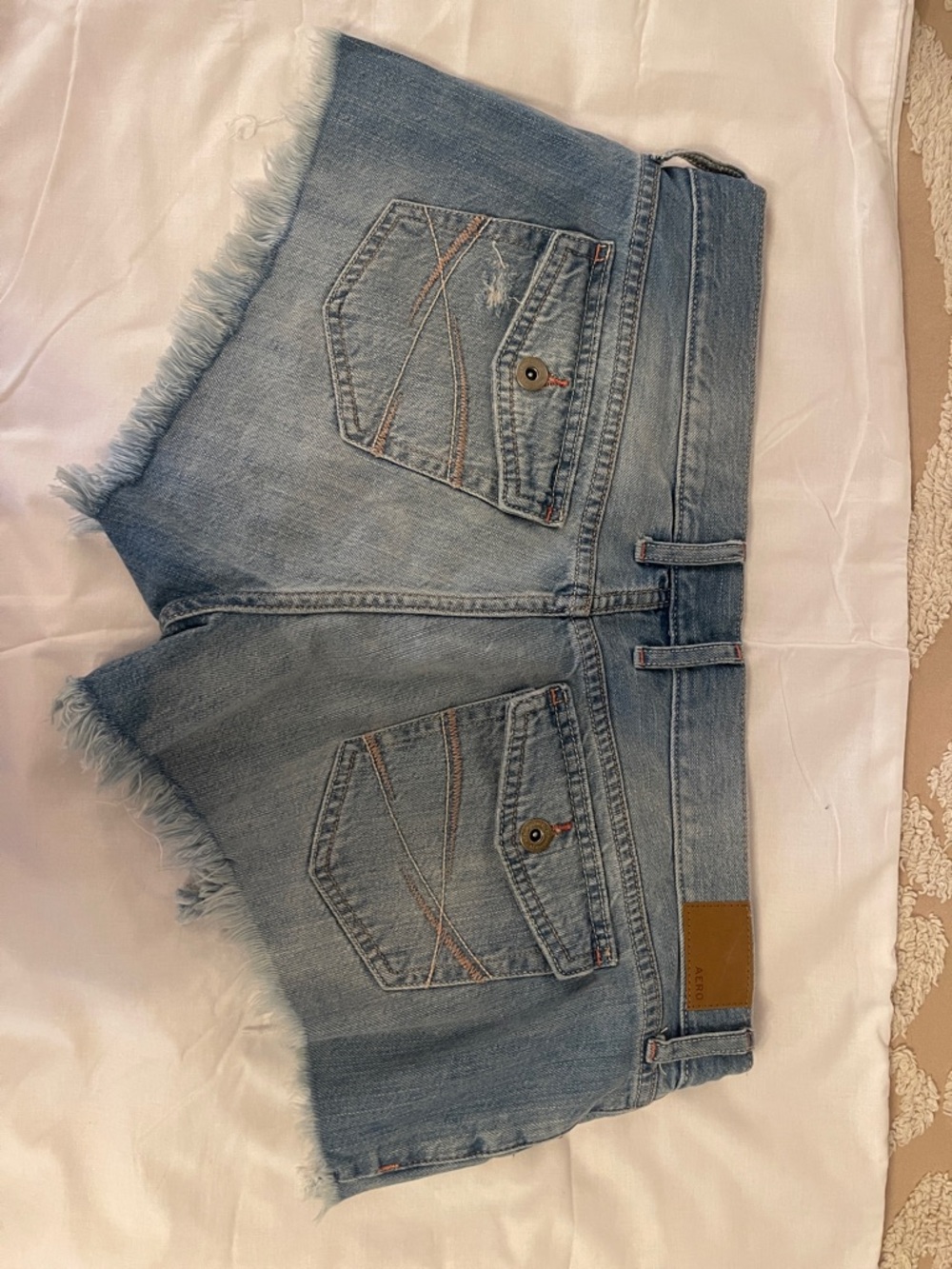 Aéropostale Light Wash Distressed Denim Micro Shorts - Blue - Picture 3 of 3